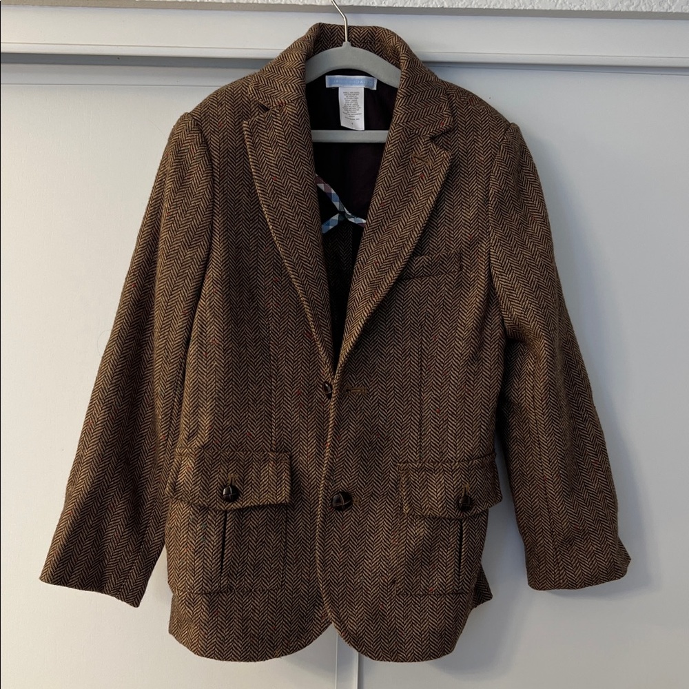 Janie and Jack Brown Herringbone Kids Blazer size 6